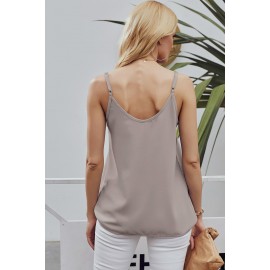 Apricot Spaghetti Strap Buttoned Tank Top