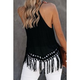 Global Girl Tassel Tank In Black