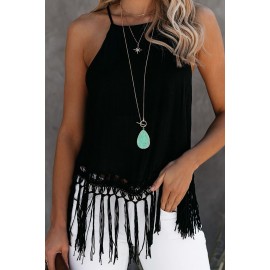 Global Girl Tassel Tank In Black