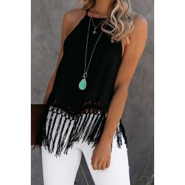 Global Girl Tassel Tank In Black