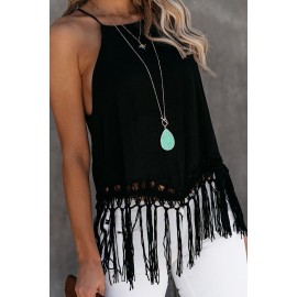 Global Girl Tassel Tank In Black