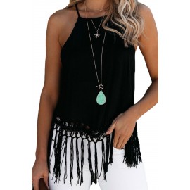 Global Girl Tassel Tank In Black