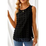 Black Crew Neck Swiss Dot Tank