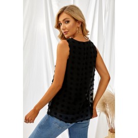 Black Crew Neck Swiss Dot Tank