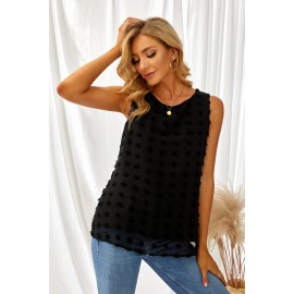 Black Crew Neck Swiss Dot Tank