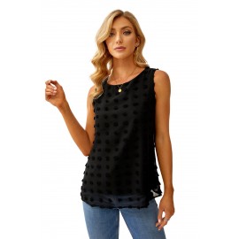 Black Crew Neck Swiss Dot Tank