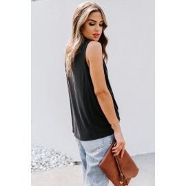 Black Surplice V Neck Tank