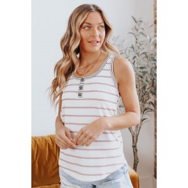 Striped Henley Ribbed Tank