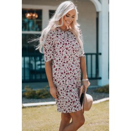 Puff Sleeve A-line Floral Print Mini Dress