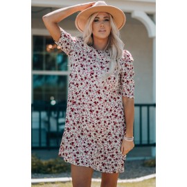 Puff Sleeve A-line Floral Print Mini Dress