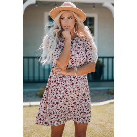 Puff Sleeve A-line Floral Print Mini Dress