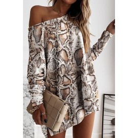 Snakeskin Print Long Sleeve Loose Mini Dress