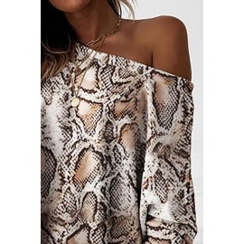 Snakeskin Print Long Sleeve Loose Mini Dress