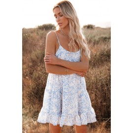 Blue Cascade Babydoll Floral Dress