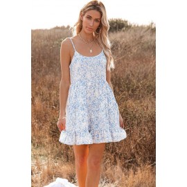 Blue Cascade Babydoll Floral Dress