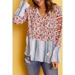 Loose Fit Floral Striped Blouse