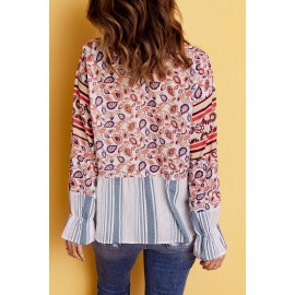 Loose Fit Floral Striped Blouse