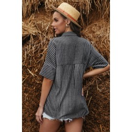 Black Short Sleeve Striped Shirt