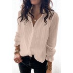 Apricot Puff Sleeve Ruffle Shirt